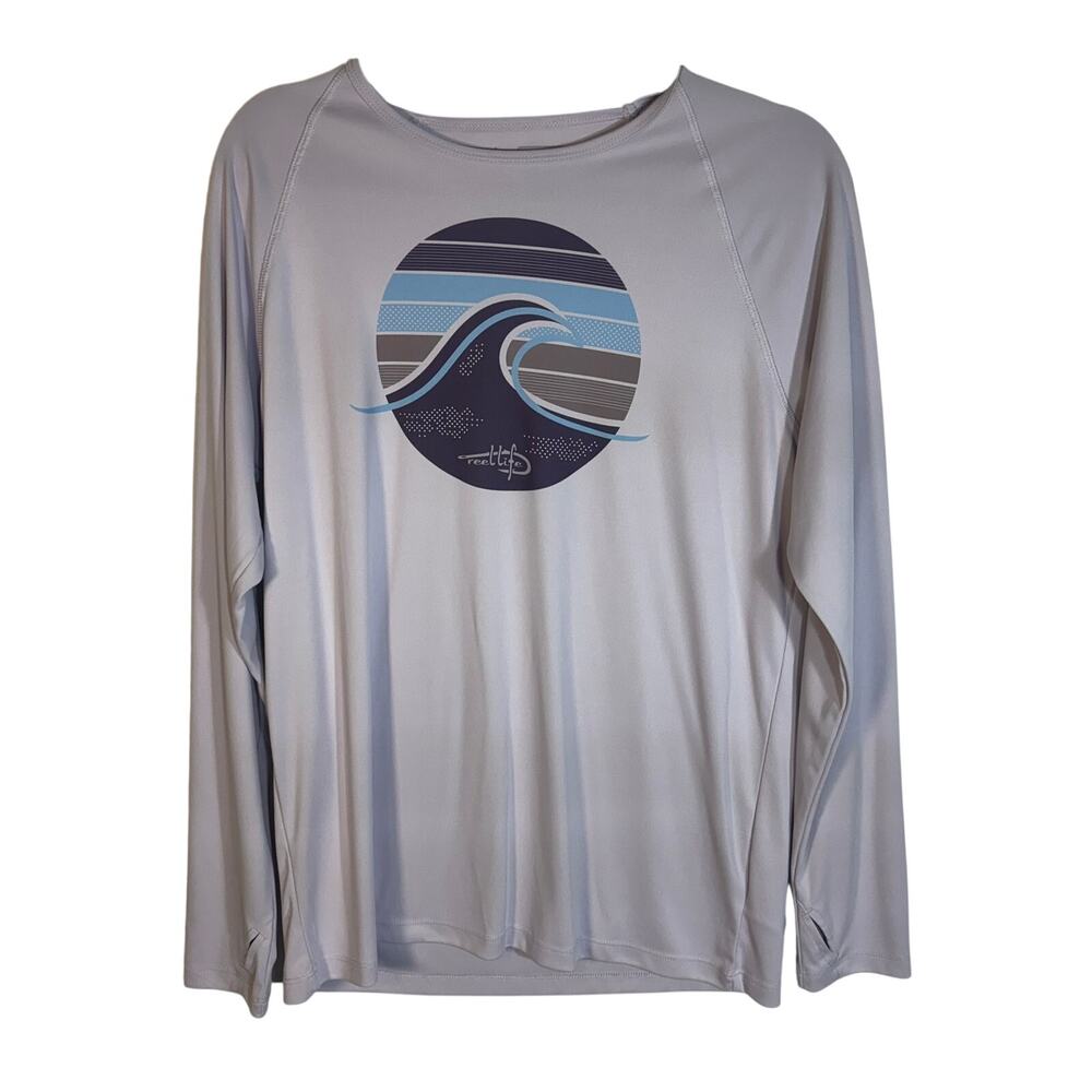Reel Life Womens XL Long Sleeve Performance Shirt Wave Graphic Fishing UPF